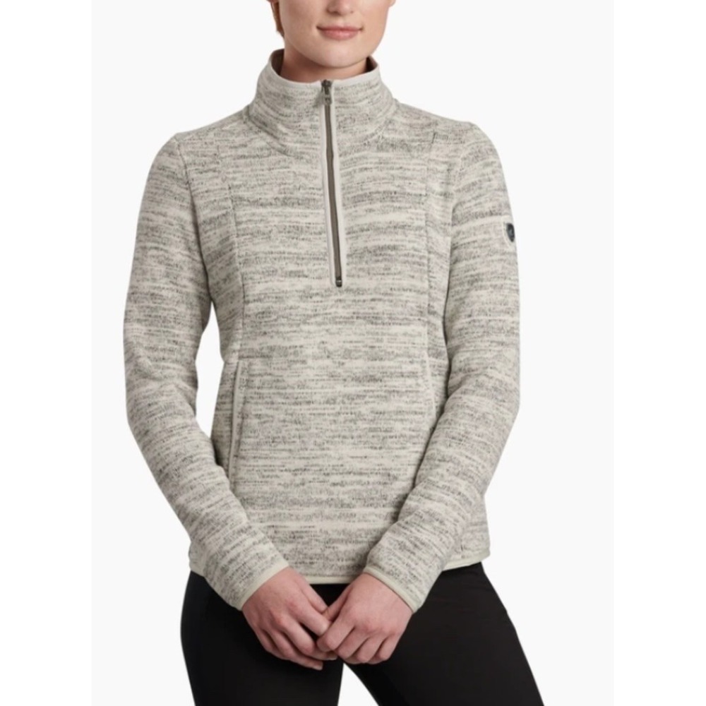 Kuhl Ascendyr 1/4 Zip Sweater Small Ivory Pullover Fleece Pockets Outdoor
